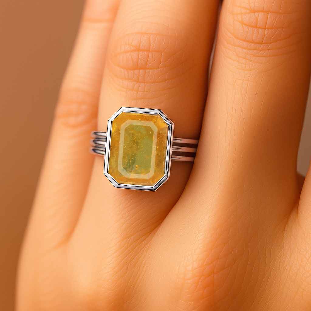 Vintage 925 Sterling Silver Yellow Sapphire Women’s Ring