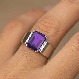 Vintage Sterling Silver Amethyst Men’s Ring