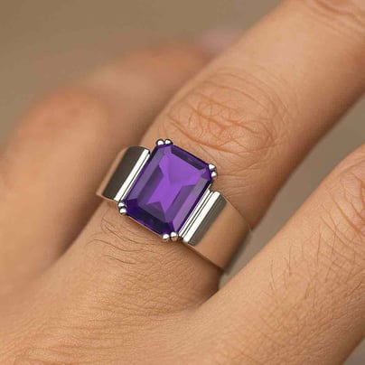 Vintage Sterling Silver Amethyst Men’s Ring