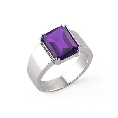 Vintage Sterling Silver Amethyst Men’s Ring