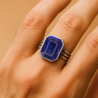 Vintage Sterling Silver Blue Sapphire Men’s Ring