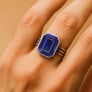 Vintage Sterling Silver Blue Sapphire Men’s Ring