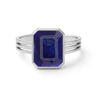 Vintage Sterling Silver Blue Sapphire Men’s Ring