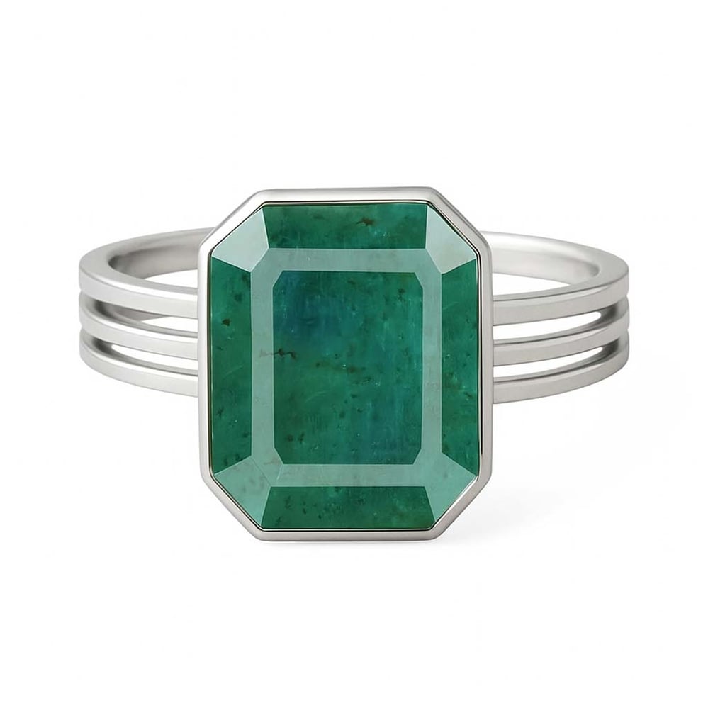 Vintage Sterling Silver Emerald Men’s Ring