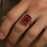 Vintage Sterling Silver Hessonite Garnet Men’s Ring