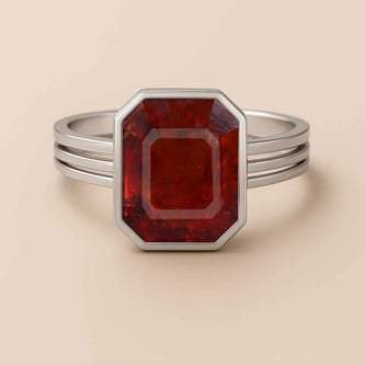 Vintage Sterling Silver Hessonite Garnet Men’s Ring
