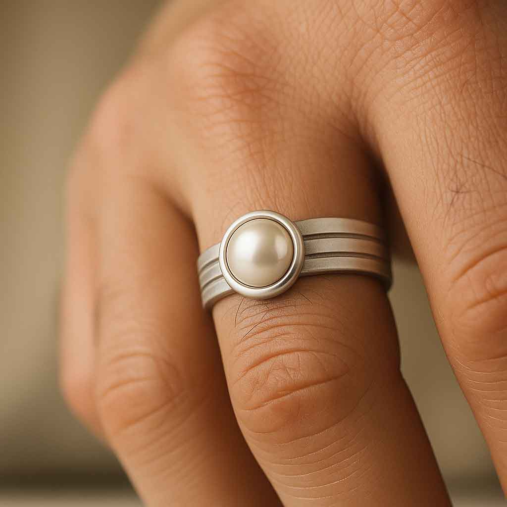 Vintage Sterling Silver Pearl Men’s Ring