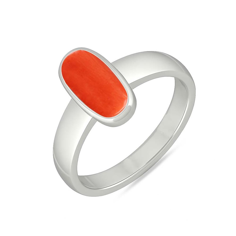 Vintage Sterling Silver Red Coral Men’s Ring