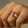 Vintage Sterling Silver Red Coral Men’s Ring