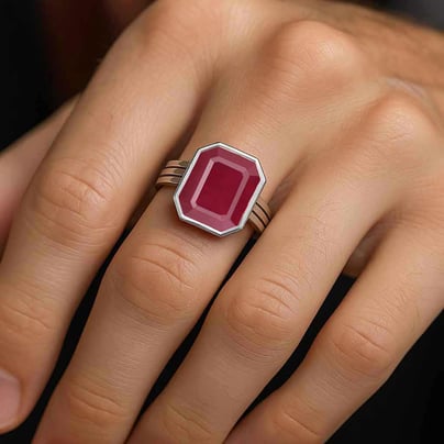 Vintage Sterling Silver Ruby Men’s Ring