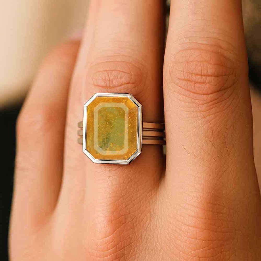 Vintage Sterling Silver Yellow Sapphire Men’s Ring