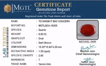 Yamini Akik - 6.63 Carat Limited Quality QCA-16305