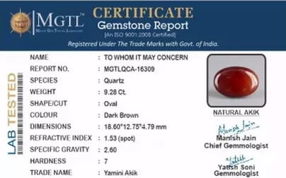 Yamini Akik - 9.28 Carat Limited Quality QCA-16309