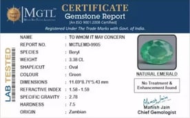 Zambian Emerald - 3.38 Carat Fine Quality  EMD-9905