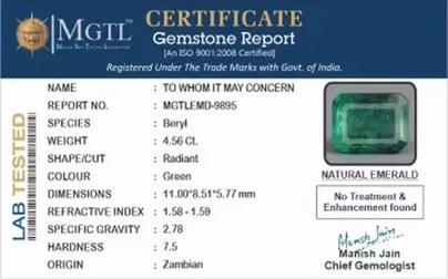 Zambian Emerald - 4.56 Carat Limited Quality  EMD-9895