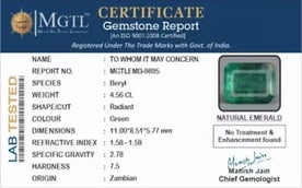 Zambian Emerald - 4.56 Carat Limited Quality  EMD-9895